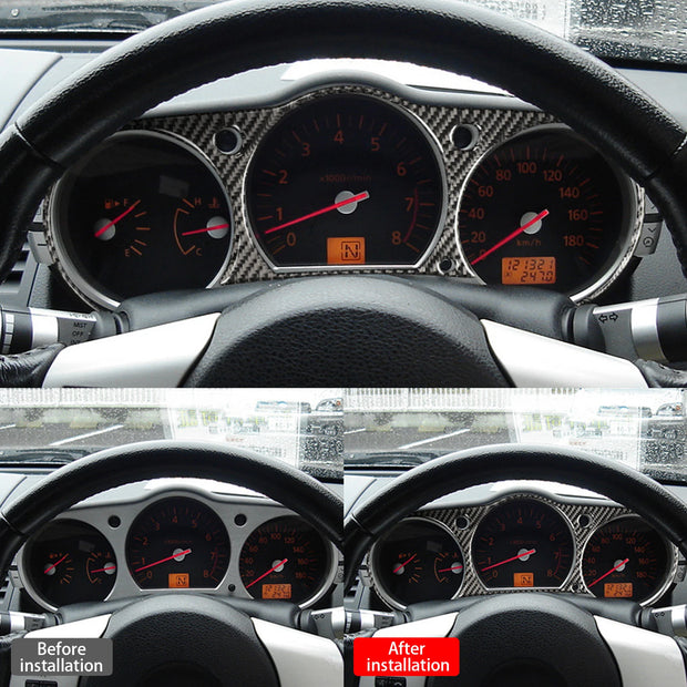 Carbon Fiber Interior For NISSAN 350Z Z33 2003-2009 Accessories Car Dashboard Speedometer Frame Cover Trim Sticker