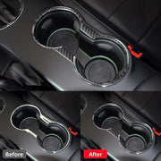 For Ford Mustang GT 2015-2021 Car Accessories Carbon Fiber Interior Car Water Cup Holder Decoration Frame Trim Cover Sticker