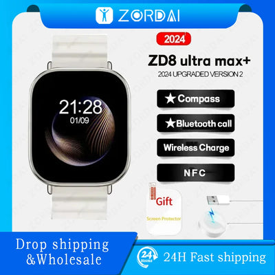 Zordai 2024 Original ZD8 Ultra Max Plus  Men Smart Watch 49mm Bluetooth Call NFC Compass Ai Voice Heart Rate Sports Smart Watch
