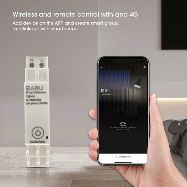 Tuya ZigBee Wireless Gateway Hub AC100~240V 50/60Hz Din-Rail Smart Home Bridge for Zigbee Devices No need for AC-DC Adapter