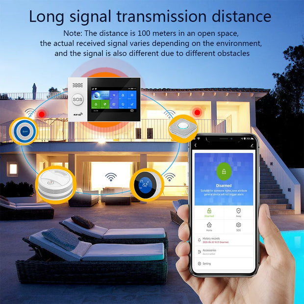 Gautone 4.3 inch Wifi GSM Security Alarm System for Home Wireless Burglar Protection Kit Tuya Smart App Control PG107