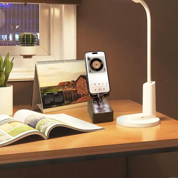 Cell Phone Stand with Wireless Blutooth Speaker Portable Phone Stand with Anti-Slip Base and Speakers, Desktop Cool Tech Gadgets
