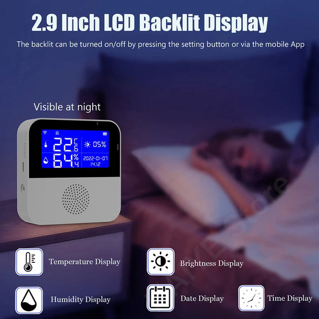 Tuya WiFi Temperature Humidity Sensor LCD Display Smart Home Devices Indoor Outdoor Thermometer Hygrometer Meter Supports Alexa