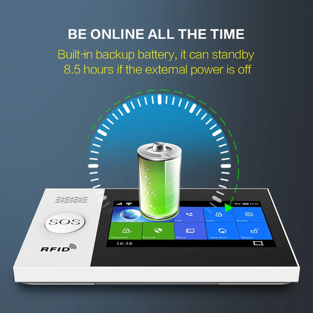 Gautone 4.3 inch Wifi GSM Security Alarm System for Home Wireless Burglar Protection Kit Tuya Smart App Control PG107