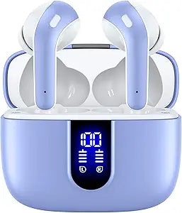 TAGRY Bluetooth Headphones True Wireless Earbuds 60H Playback LED Power Display Earphones with Wireless Charging Case IPX5 Waterproof in-Ear Earbuds with Mic for Smart Phone Laptop TV Computer Sports